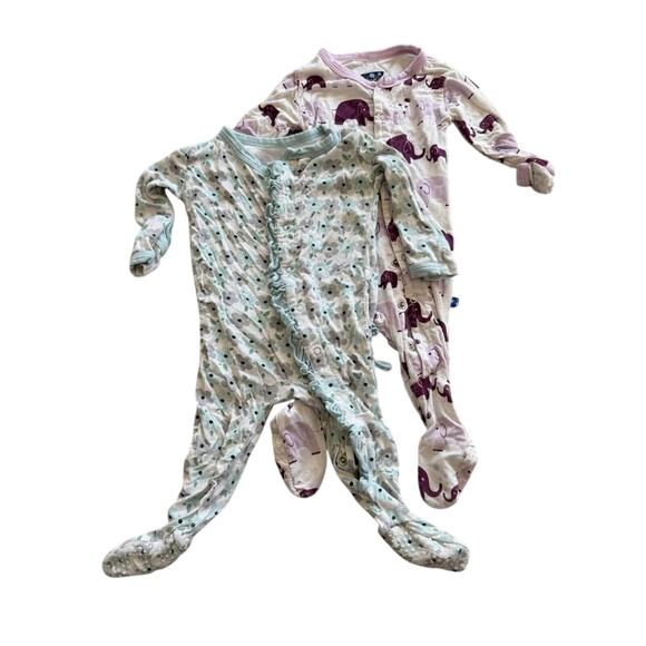 Kickee and Posh Peanut baby zipper ruffle footed bamboo pajamas size 0-6 months - Picture 1 of 5